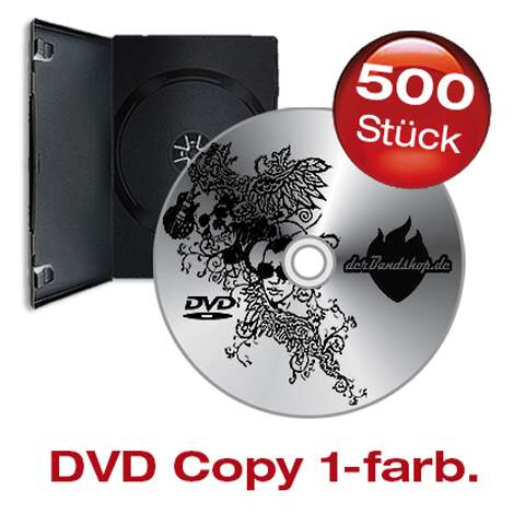 500 DVDs mit 1 farbigem schwarzen Labeldruck