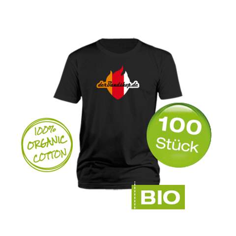 100 Bio Bandshirts mit 3-farbigem Druck