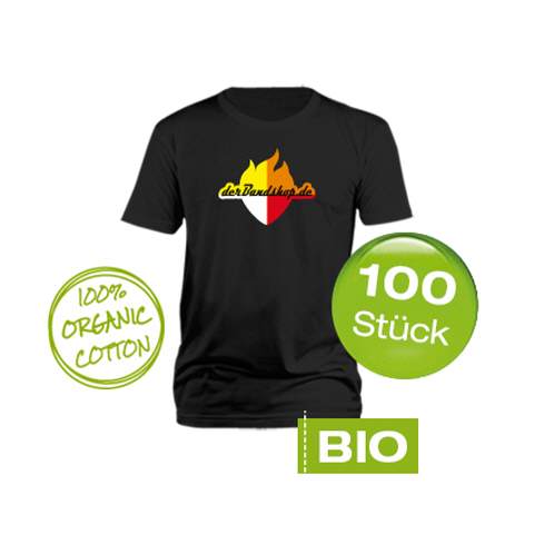 100 Bio Bandshirts mit 4-farbigem Druck