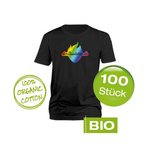 100 Bio Bandshirts mit 5-farbigem Druck
