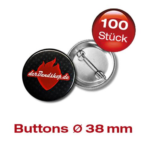 100 Button - 38 mm Rund dein Motiv