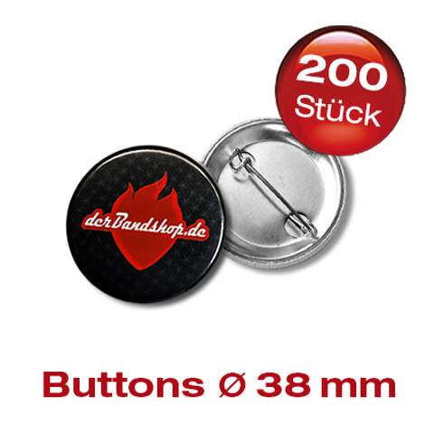 200 Button - 38 mm Rund dein Motiv