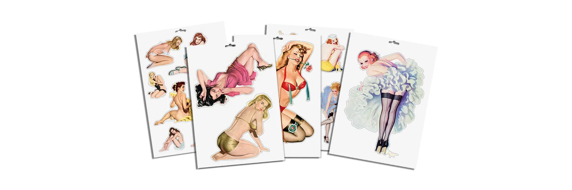 Pin-up-Aufkleber im Vintage-Stil – Aufkleberbögen mit verschiedenen Motiven
