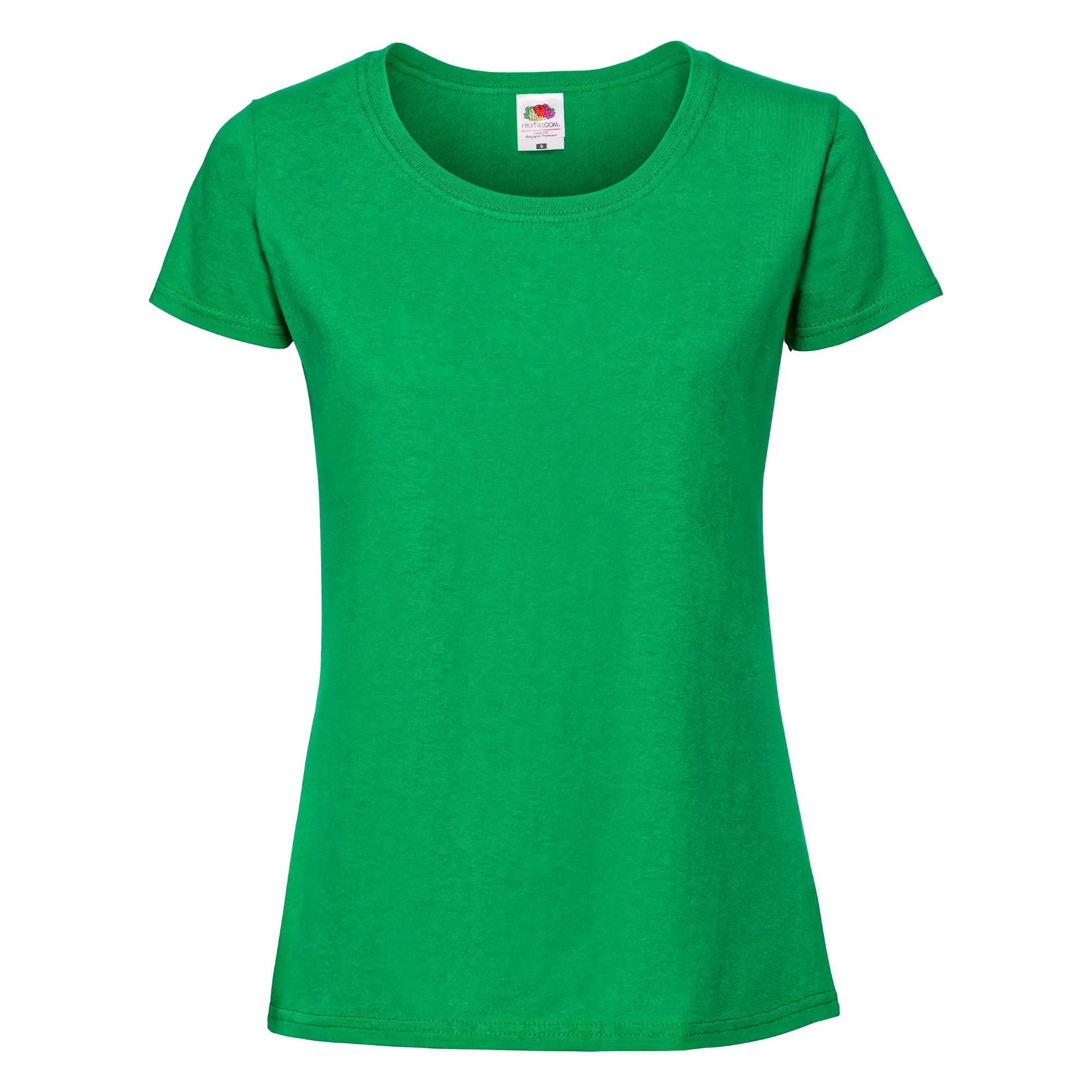 Premium-Girlie-Shirt – Fruit of the Loom Ladies Iconic 195 T, Vorderseite (unbedruckt) – Bandshirts bedrucken lassen beim Bandshop