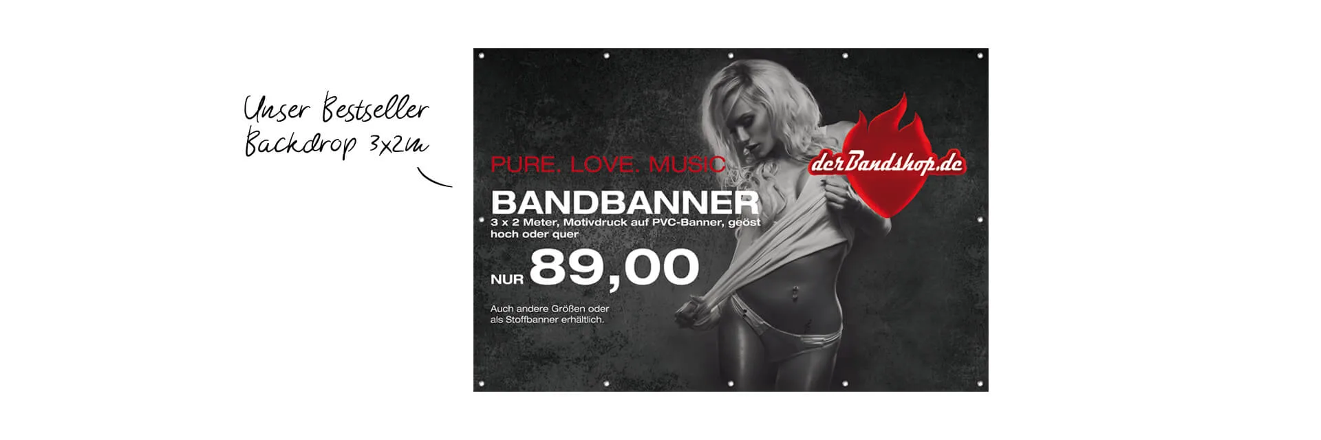 Bandbanner 3 x 2 m als Backdrop – Motivdruck auf PVC-Banner mit Ösen