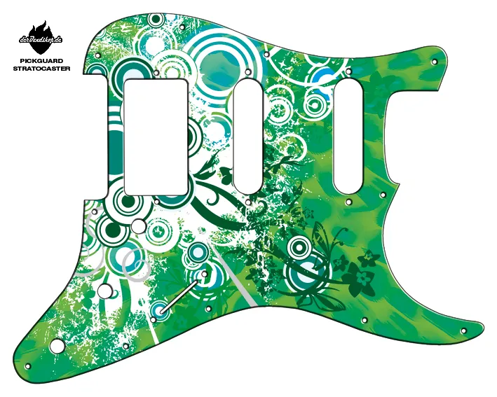 Design Pickguard Stratocaster – Floral Green – Pickguard aus Acryl mit rückseitigem Fotodruck