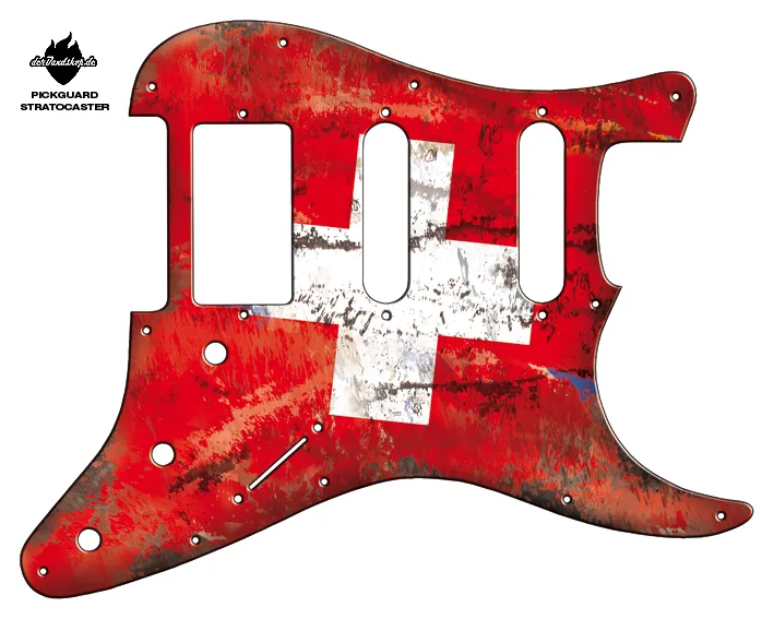 Design Pickguard Stratocaster – Flag Swiss – Pickguard aus Acryl mit rückseitigem Fotodruck