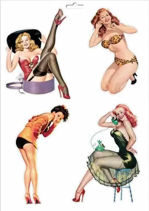 Sexy Pinup-Aufkleber 2 – Pin-Up-Aufkleberbogen DIN A4 mit sexy Retro-Pin-Ups