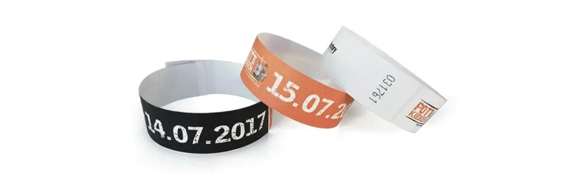 Bedruckte Einlassbänder für Konzerte und Festivals mit Datum und Logo