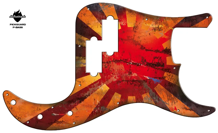 Design Pickguard P-Bass – Bloody Sun – Pickguard aus Acryl mit rückseitigem Fotodruck