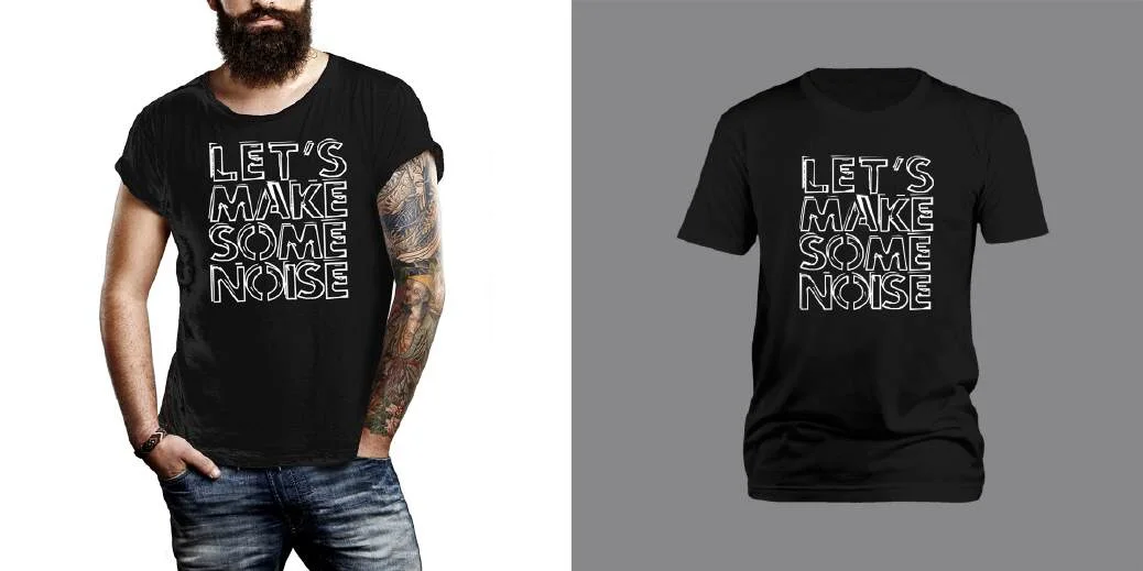 Let´s make some Noise – Bandshirt, schwarzes Funshirt mit weißem Aufdruck – Musiker-Sprücheshirt aus Bio-Baumwolle