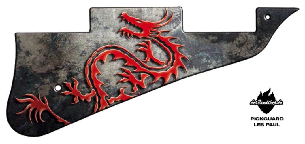 Design Pickguard Les Paul – Dragon Chinese Red – Pickguard aus Acryl mit rückseitigem Fotodruck