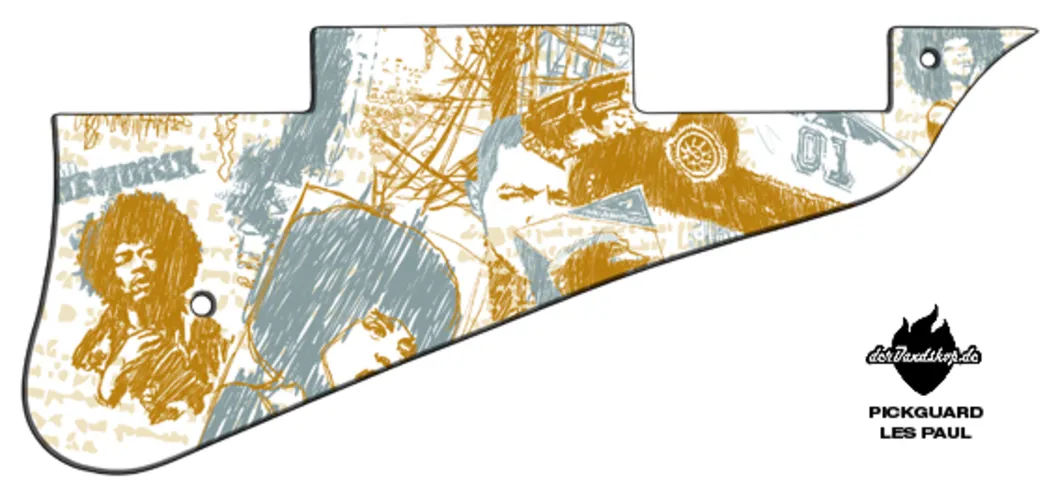 Design Pickguard Les Paul – Jimi – Pickguard aus Acryl mit rückseitigem Fotodruck