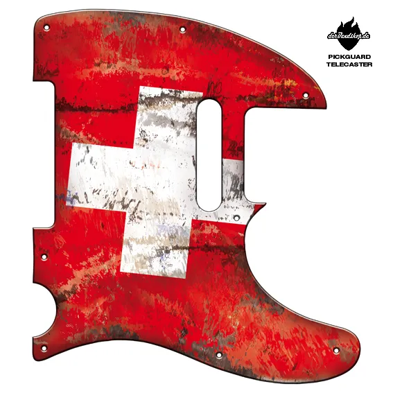Design Pickguard Telecaster – Flag Swiss – Pickguard aus Acryl mit rückseitigem Fotodruck