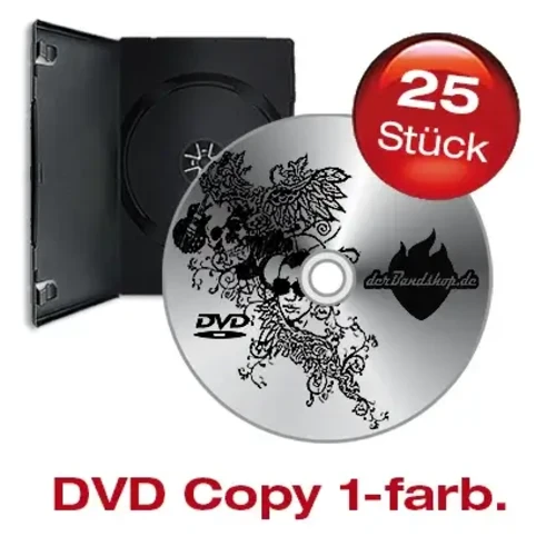 25 DVD´s mit 1 farbigem schwarzen Labeldruck