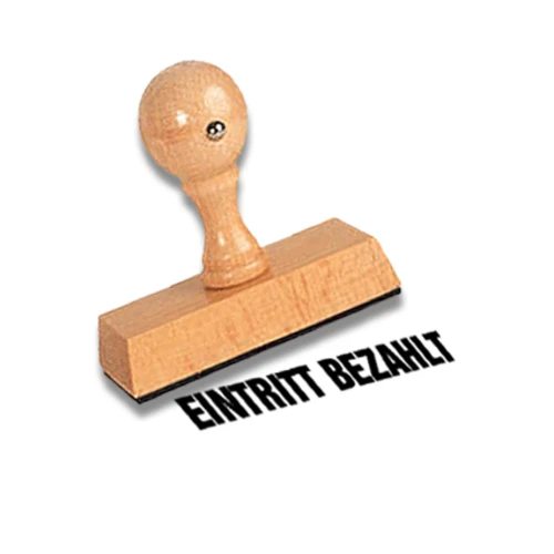 Holzstempel „Eintritt bezahlt“ aus Buchenholz, 5 × 1 cm