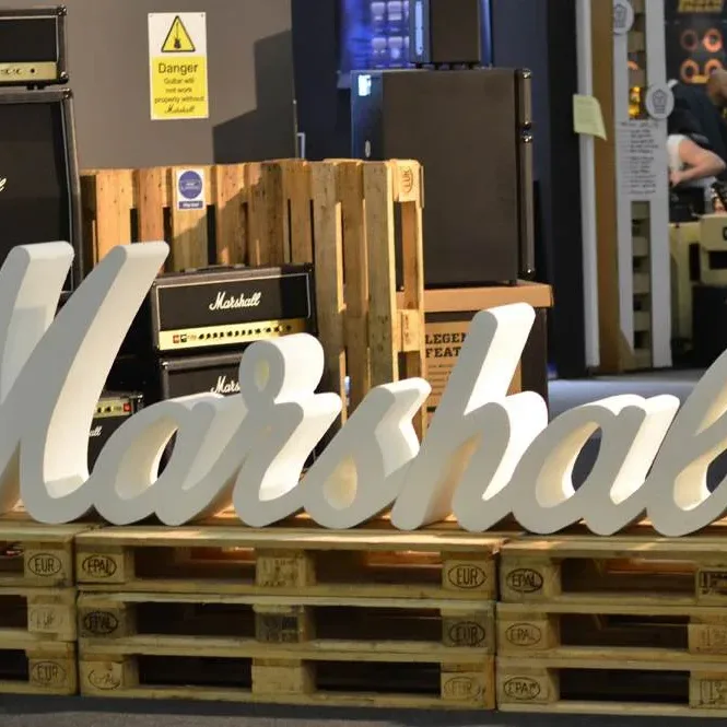 Bandshop GmbH auf der Musikmesse Frankfurt – Marshall-Schriftzug in der Messehalle