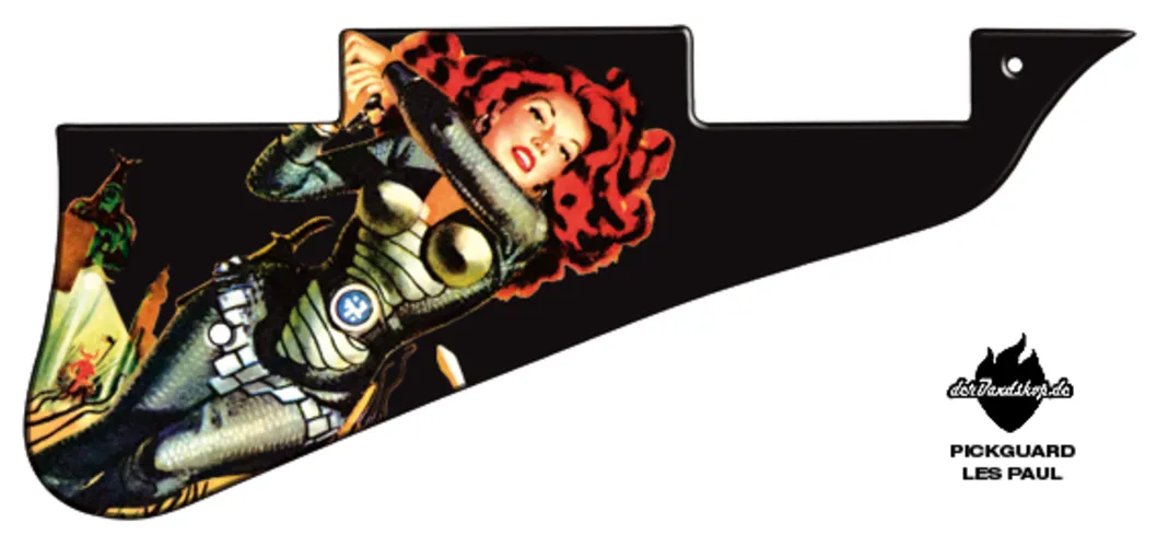 Design Pickguard Les Paul – Scifi Amazone – Pickguard aus Acryl mit rückseitigem Fotodruck