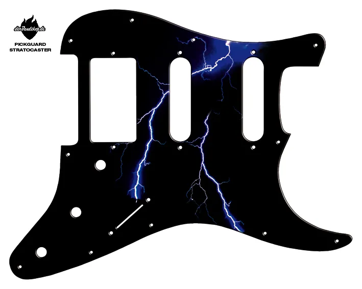 Design Pickguard Stratocaster – Blitz – Pickguard aus Acryl mit rückseitigem Fotodruck