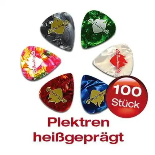 100 Zelluloid Plektren heißgeprägt