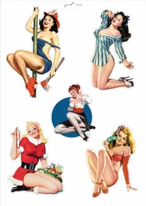 Art-Deco Aufkleber Pinup 6 – Pin-Up-Aufkleberbogen DIN A4 mit Art-déco-Pin-Ups