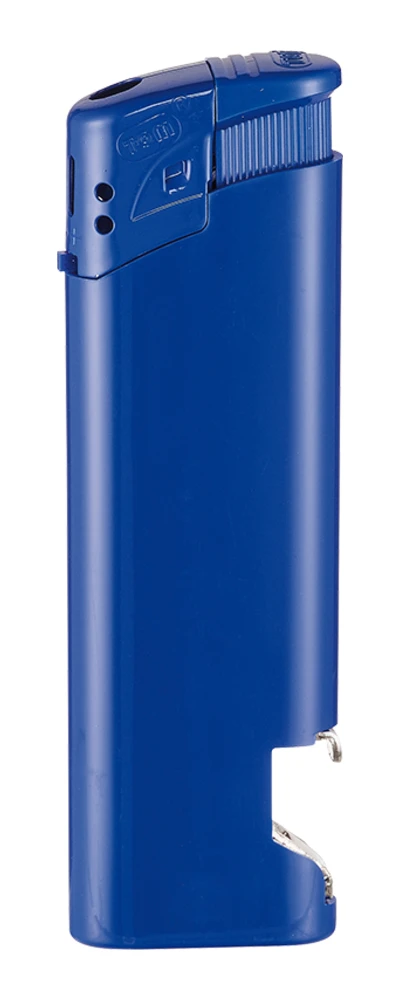 Feuerzeug mit Flaschenöffner blau mit Logo bedrucken