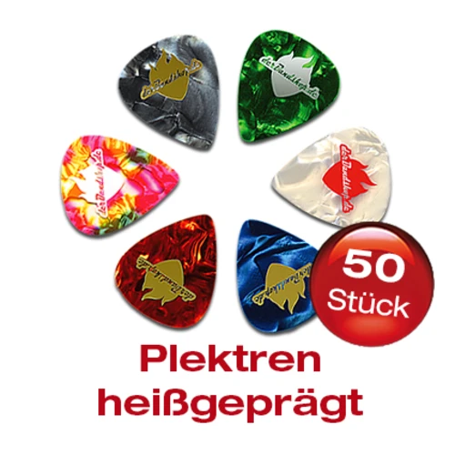 50 Delrin Plektren heißgeprägt