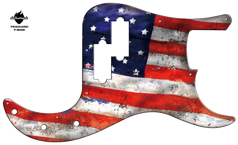 Design Pickguard P-Bass – Flag USA – Pickguard aus Acryl mit rückseitigem Fotodruck