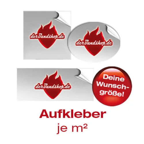 Aufkleber in Wunschgröße pro qm bedrucken – großer PVC-Aufkleber mit Bandlogo